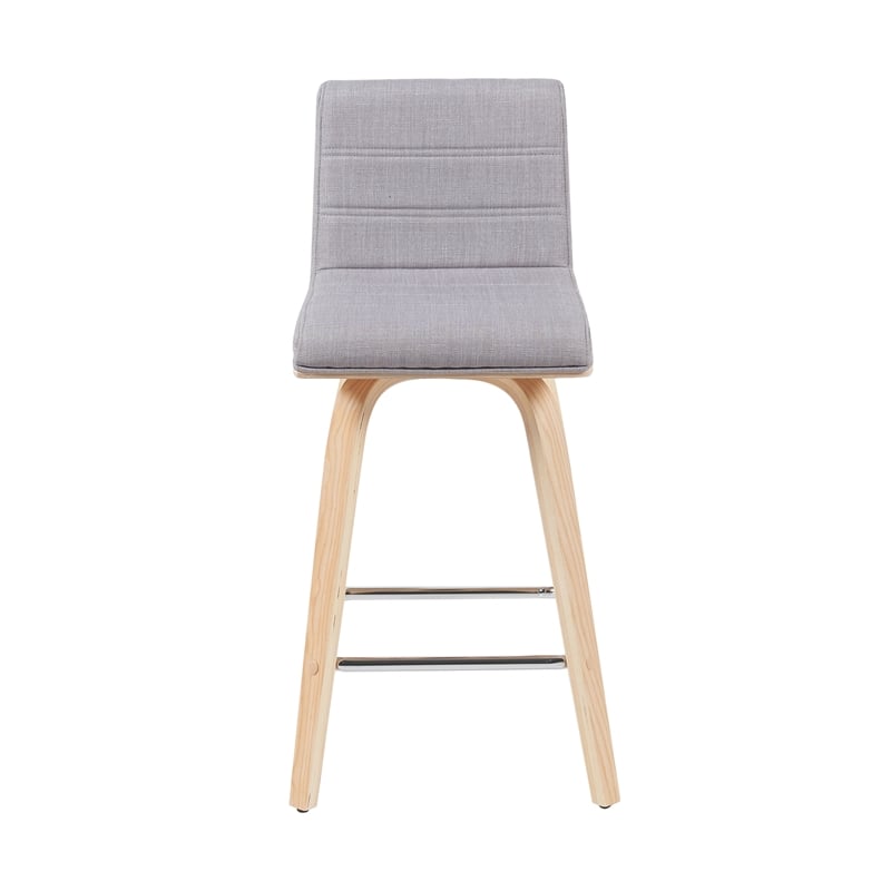 Vienna Counter Height Swivel Bar Stool with Grey Seat & Oak Wood Frame- Set of 2