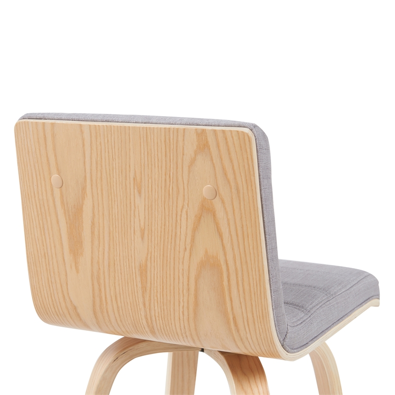 Vienna Counter Height Swivel Bar Stool with Grey Seat & Oak Wood Frame- Set of 3