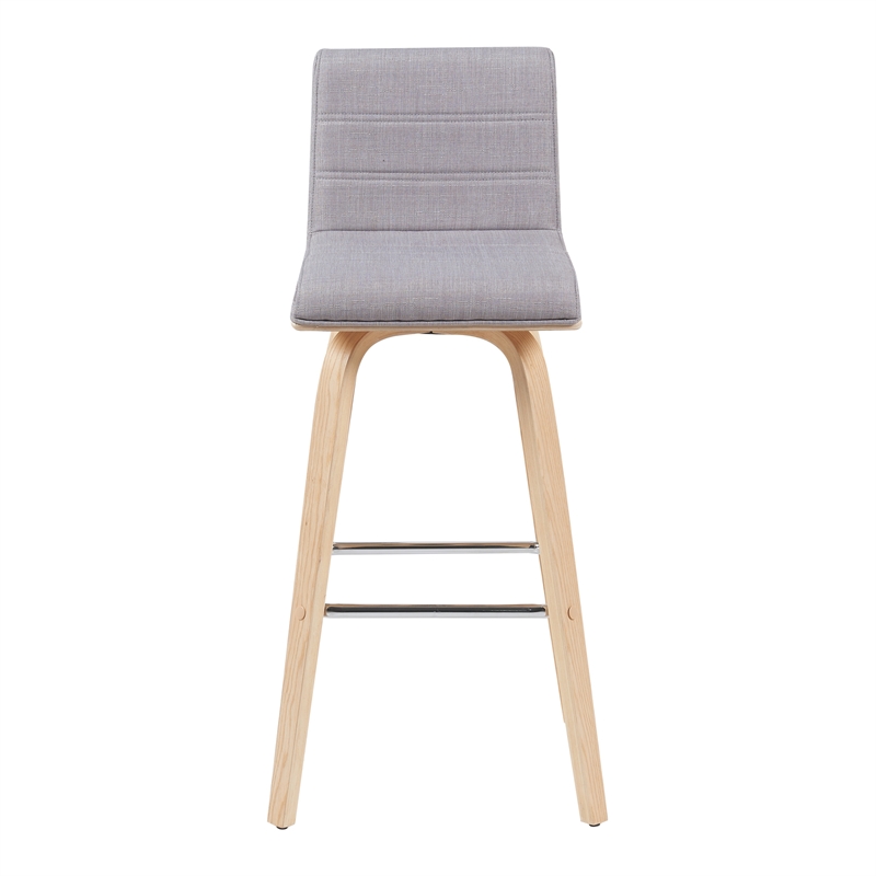 Vienna Swivel Bar Height Stool with Grey Upholstered Seat and Oak Wood Frame