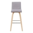 Vienna Swivel Bar Height Stool with Grey Upholstered Seat and Oak Wood Frame