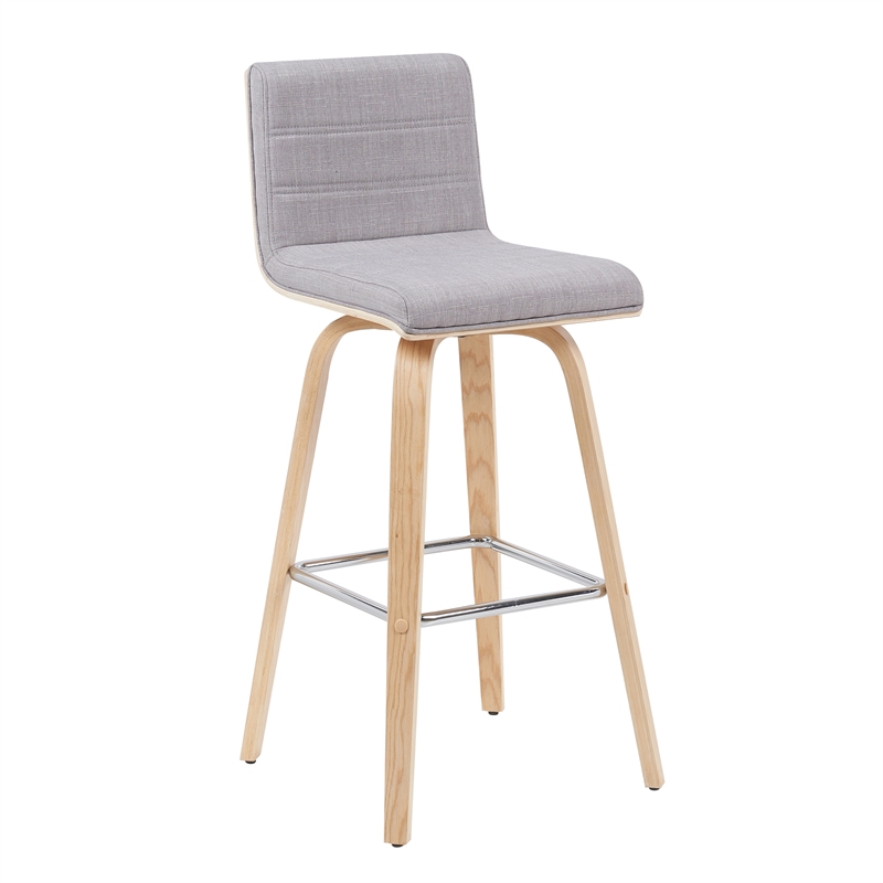 Vienna Swivel Bar Height Stool with Grey Seat/Oak Wood Frame- Set of 4