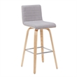 Vienna Swivel Bar Height Stool with Grey Seat/Oak Wood Frame- Set of 4