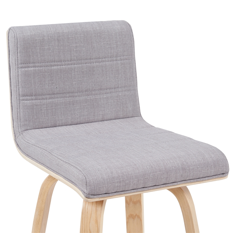 Vienna Swivel Bar Height Stool with Grey Seat/Oak Wood Frame- Set of 4