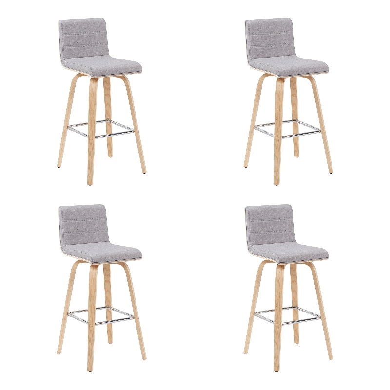 Vienna Swivel Bar Height Stool with Grey Seat/Oak Wood Frame- Set of 4