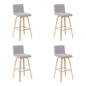 Vienna Swivel Bar Height Stool with Grey Seat/Oak Wood Frame- Set of 4
