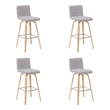 Vienna Swivel Bar Height Stool with Grey Seat/Oak Wood Frame- Set of 4