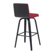 Vienna Swivel Bar Height Stool with Red Upholstered Seat and Brushed Wood Frame