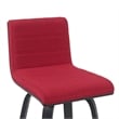 Vienna Swivel Bar Height Stool with Red Upholstered Seat and Brushed Wood Frame