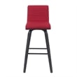 Vienna Swivel Bar Height Stool with Red Seat and Brushed Wood Frame- Set of 3