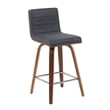 Vienna Counter Height Swivel Bar Stool w/ Black Seat/Walnut Wood Frame- Set of 2