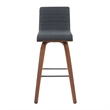 Vienna Swivel Bar Height Stool with Black Seat and Walnut Wood Frame- Set of 3