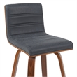 Vienna Swivel Bar Height Stool with Black Seat and Walnut Wood Frame- Set of 3