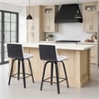 Vienna Counter Height Swivel Bar Stool w/ Snow White Faux Leather/Black-Set of 2