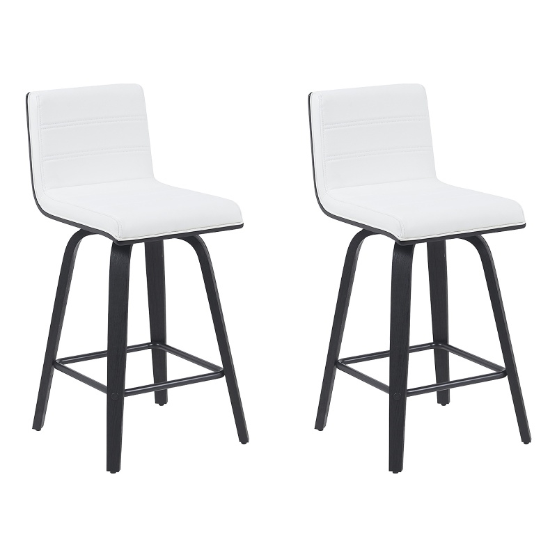 Vienna Counter Height Swivel Bar Stool w/ Snow White Faux Leather/Black-Set of 2