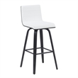 Vienna Swivel Bar Height Stool with Snow White Faux Leather Seat/Black- Set of 2