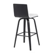 Vienna Swivel Bar Height Stool with Snow White Faux Leather Seat/Black- Set of 2