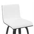 Vienna Swivel Bar Height Stool with Snow White Faux Leather Seat/Black- Set of 2