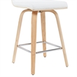 Vienna Counter Height Swivel Bar Stool w/ White Faux Leather Seat & Oak-Set of 2