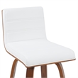 Vienna Swivel Bar Height Stool with Snow White Faux Leather Seat/Walnut-Set of 2