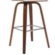 Vienna Swivel Bar Height Stool with Snow White Faux Leather Seat/Walnut-Set of 2