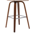 Vienna Swivel Bar Height Stool with Snow White Faux Leather & Walnut- Set of 4