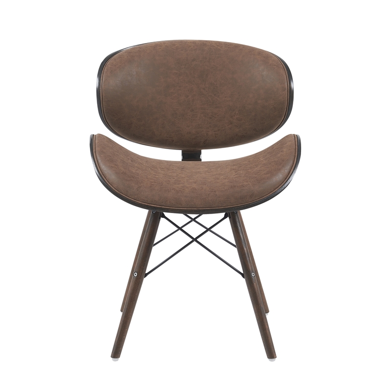 Cassie Mid-Century Upholstered Dining Chair in Espresso Oak/Brown Faux Leather