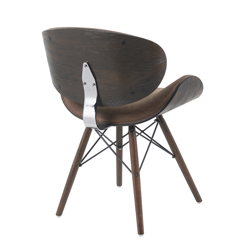 Cassie Mid-Century Upholstered Dining Chair in Espresso Oak/Brown Faux Leather
