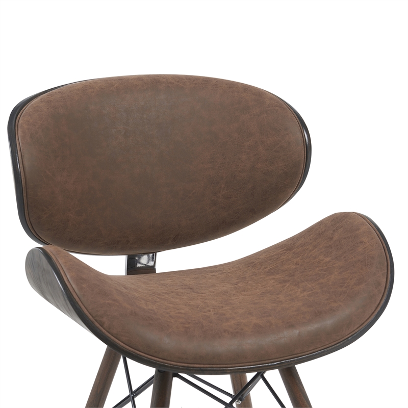 Cassie Mid-Century Upholstered Dining Chair in Espresso Oak/Brown Faux Leather
