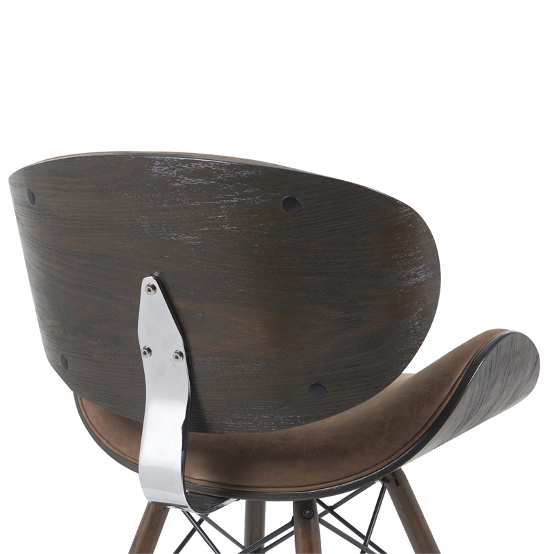 Cassie Mid-Century Upholstered Dining Chair in Espresso Oak/Brown Faux Leather