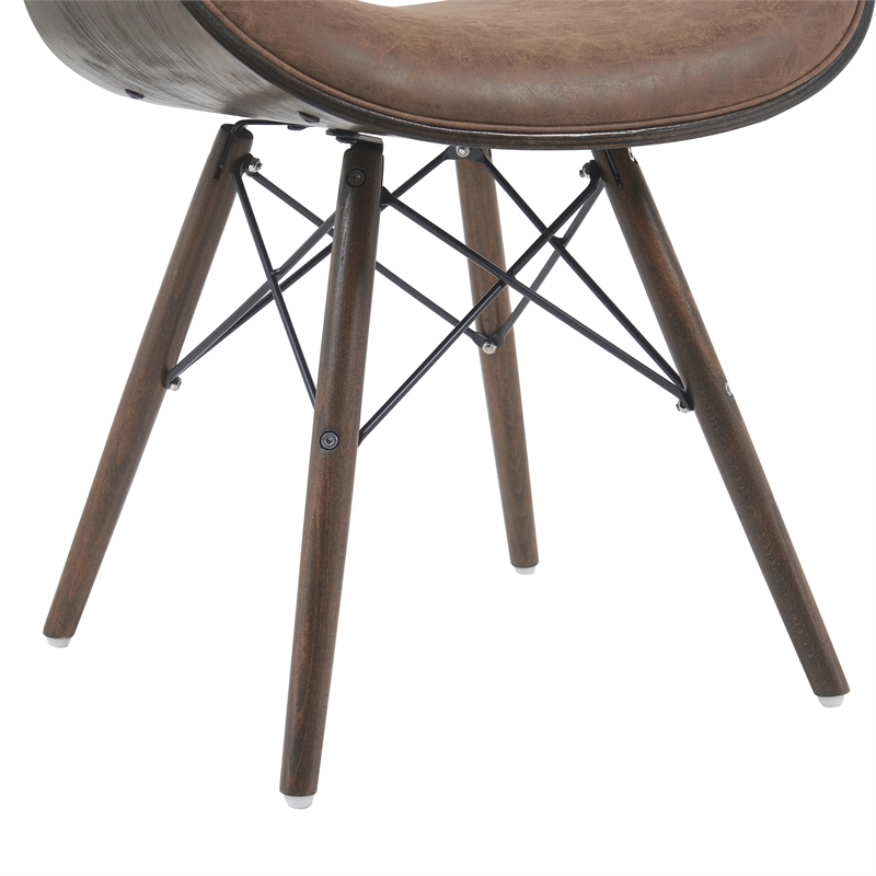 Cassie Mid-Century Upholstered Dining Chair in Espresso Oak/Brown Faux Leather