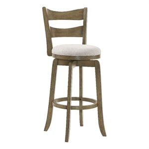 Blair 26&quot Putty Brown Counter Height Rubberwood Swivel Barstool w/ Cream Seat