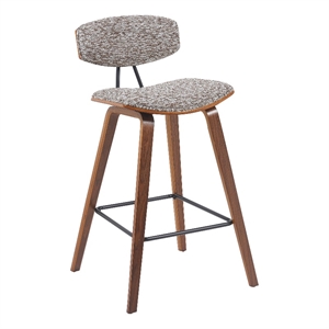 Fox Swivel Counter Height Bar Stool with Speckled Brown Seat/Walnut Wood Frame