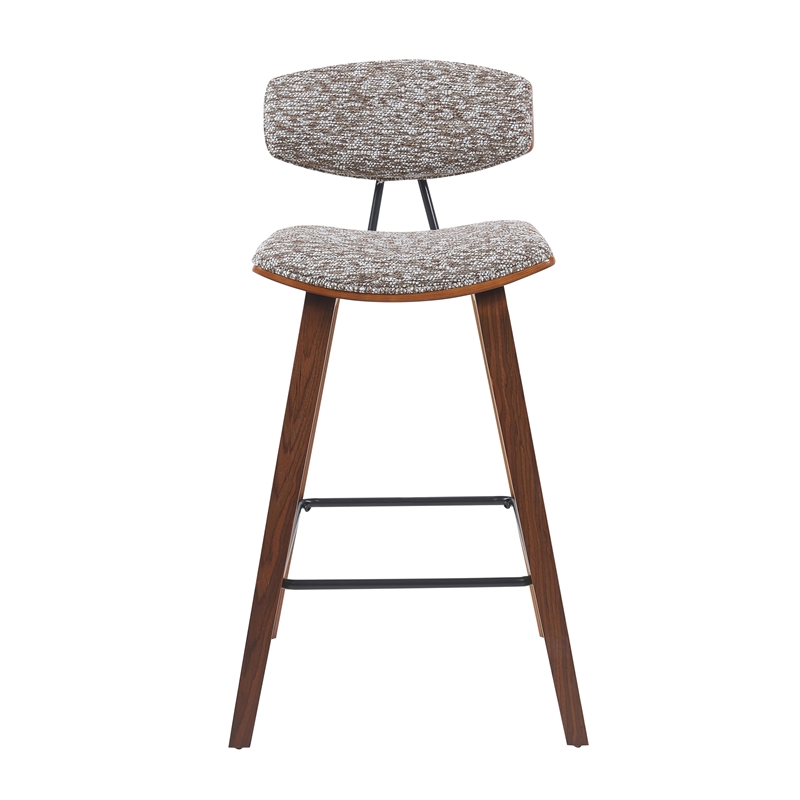 Fox Swivel Counter Height Bar Stool w/ Brown Seat & Walnut Wood Frame- Set of 4