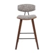 Fox Swivel Counter Height Bar Stool w/ Brown Seat & Walnut Wood Frame- Set of 4