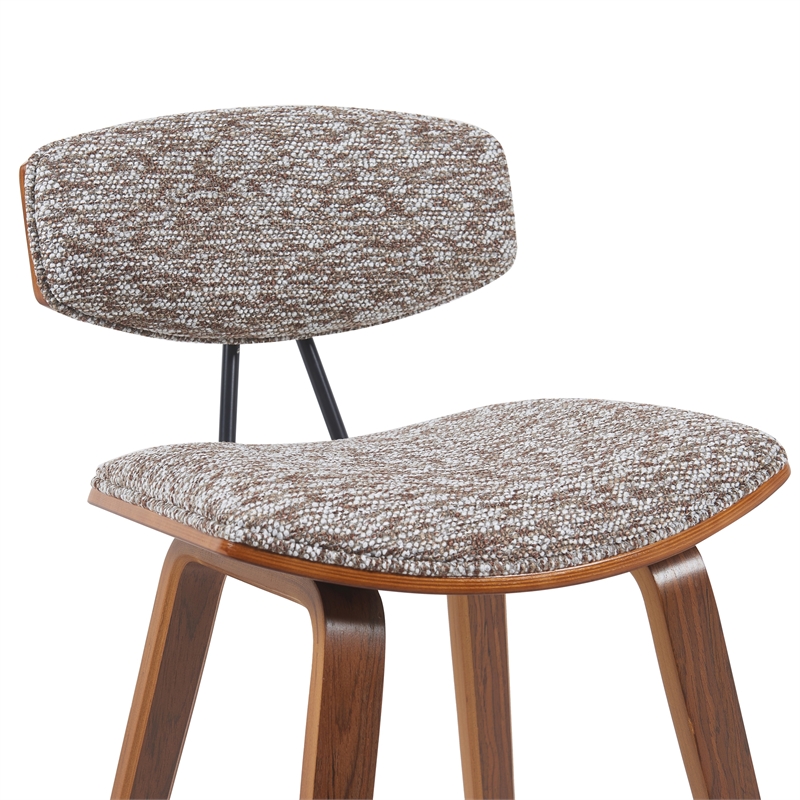 Fox Swivel Counter Height Bar Stool w/ Brown Seat & Walnut Wood Frame- Set of 4