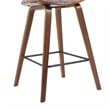 Fox Swivel Counter Height Bar Stool w/ Brown Seat & Walnut Wood Frame- Set of 4