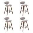 Fox Swivel Counter Height Bar Stool w/ Brown Seat & Walnut Wood Frame- Set of 4