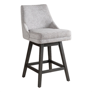 Branson Gray Solid Wood 26&quot Counter Height Swivel Barstool with Gray Fabric Seat