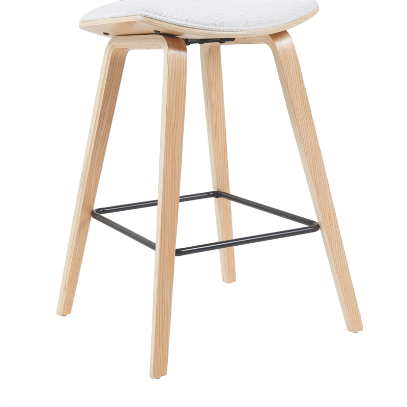 Fox Swivel Bar Height Stool with White Seat and Oak Wood Frame- Set of 3