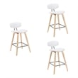 Fox Swivel Bar Height Stool with White Seat and Oak Wood Frame- Set of 3
