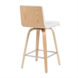 Vienna Counter Height Swivel Bar Stool in White Faux Leather/Oak Wood- Set of 3