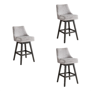 Branson Gray 30&quot Bar Height Swivel Barstool with Gray Fabric Seat - Set of 3