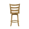 Melindra Swivel Wood Counter Height Bar Stool in Amber/White Boucle - Set of 2
