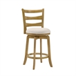 Melindra Swivel Wood Counter Height Bar Stool in Amber/White Boucle - Set of 4
