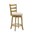 Melindra Swivel Wood Counter Height Bar Stool in Amber/White Boucle - Set of 4