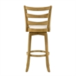 Melindra Swivel Wood Bar Height Bar Stool in Amber/White Boucle Seat - Set of 4