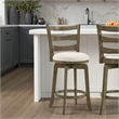 Melindra Swivel Wood Counter Height Bar Stool in Putty Brown/White - Set of 4