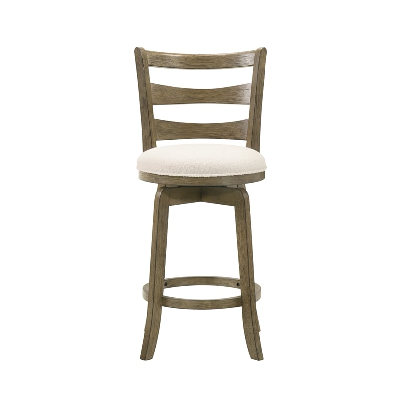 Melindra Swivel Wood Counter Height Bar Stool in Putty Brown/White - Set of 4