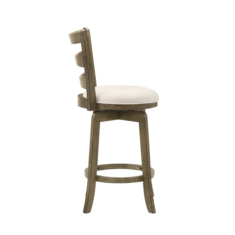 Melindra Swivel Wood Counter Height Bar Stool in Putty Brown/White - Set of 4