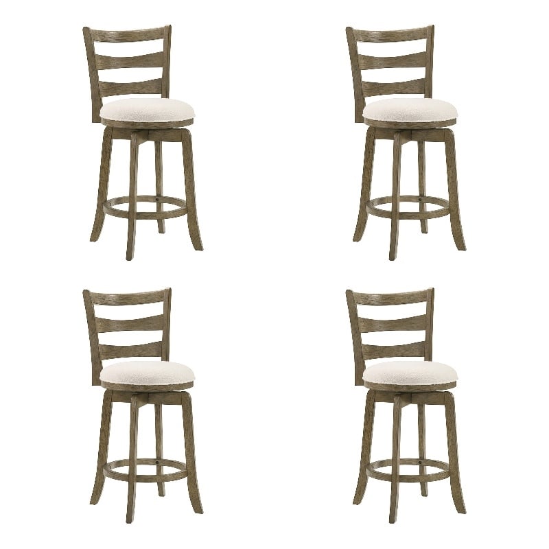 Melindra Swivel Wood Counter Height Bar Stool in Putty Brown/White - Set of 4